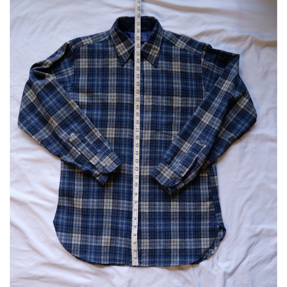 Mens Pendleton 100% Virgin Wool Plaid Button Up Long Sleeve Shirt Size Medium